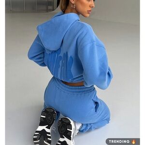 White Fox Boutique Blue Hoodie and Sweatpants Set